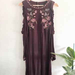 Embroidered Cold Shoulder Dress